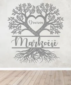 Stenska nalepka - Drevo s srčkom-1