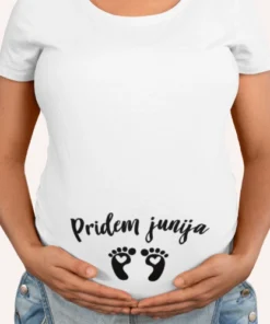Majica za oznanitev nosečnosti - pridem - nogice