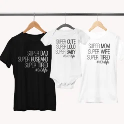 Družinski komplet - Super mom, dad, baby