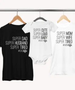 Družinski komplet - Super mom, dad, baby