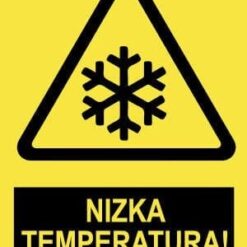 Pozor NIZKA TEMPERATURA z napisom