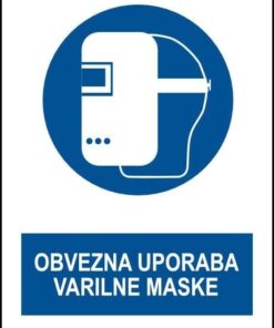 OBVEZNA UPORABA VARILNE MASKE z napisom