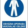 Obvezna uporaba zaščitne obleke
