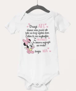 Otroški bodiji z napisom - Voščilo mini miška