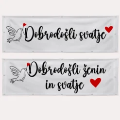 Transparent za poroko - Dobrodošli ženin in svatje