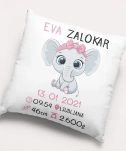 Vzglavnik z rojstnimi podatki otroka - SLONČEK1