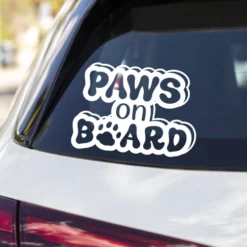 Avto nalepke - Paws on board - tačke v avtu-1