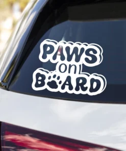 Avto nalepke - Paws on board - tačke v avtu-1