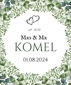 Nalepke za poročno vino - Zelenje Mrs. in Mr.-1