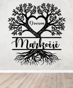 Stenska nalepka - Drevo s srčkom