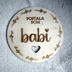 Lesena oznanitvena kartica - Postala bom babi - dedi-1