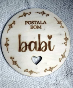 Lesena oznanitvena kartica - Postala bom babi - dedi-1