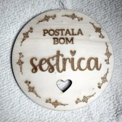Lesena oznanitvena kartica - Postala bom sestrica