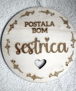 Lesena oznanitvena kartica - Postala bom sestrica