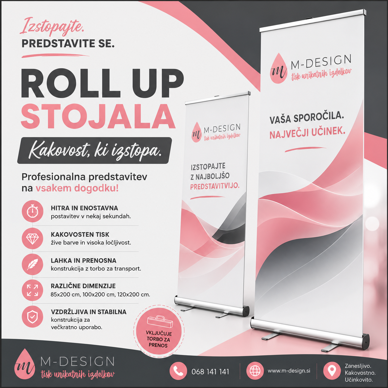 Roll up stojalo Pingvini 85 × 200 cm