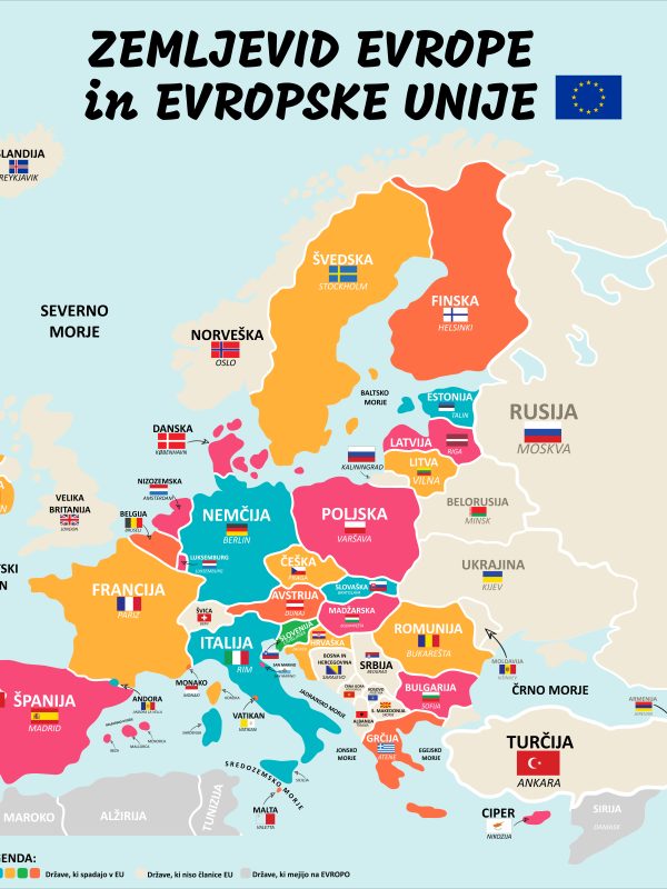 Stenska nalepka – Interaktivni zemljevid Evrope in EU