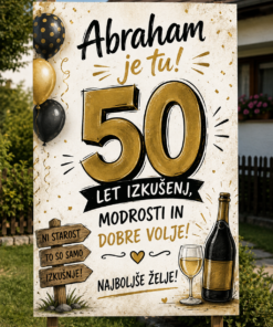 Tabla za rojstni dan – Abraham (50 let) Tiskano na PVC plošči